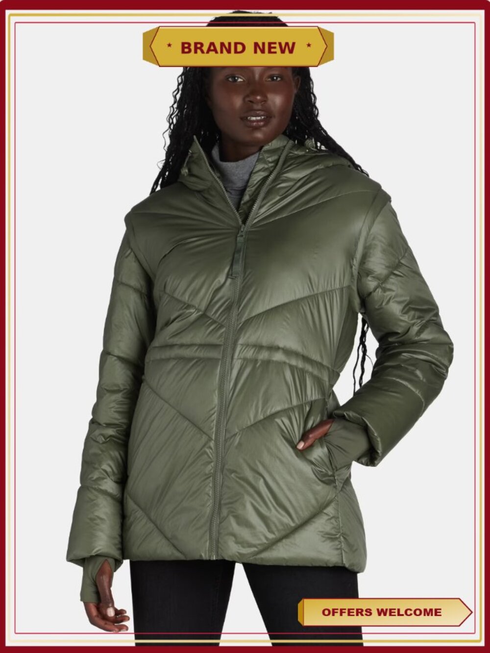 Convertible Puffer Jacket Heavyweight Water Wind Snow Resistant